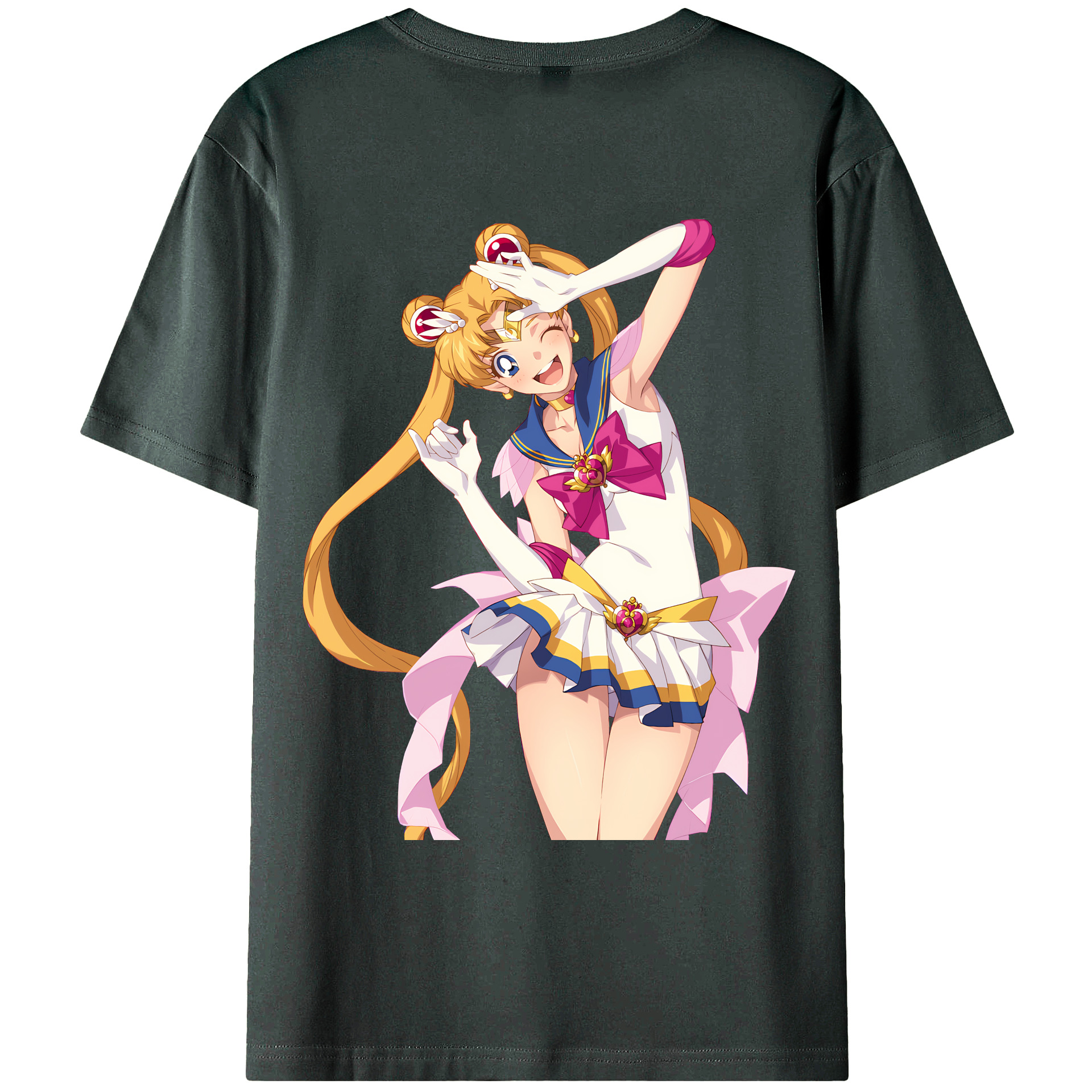 （画像用） 美少女戦士セーラームーン 月野 うさぎ つきの うさぎ Sailor Moon Tsukino Usagi 綿100％ メンズ半袖Tシャツ（バックプリント） 通気性